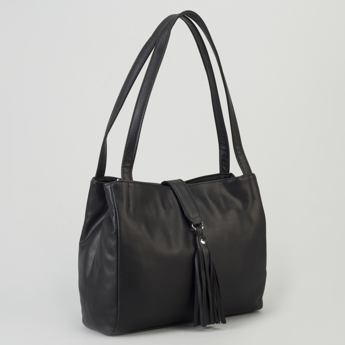 Сумка женская, отдел с перегородкой на молнии, наружный карман, цвет чёрный