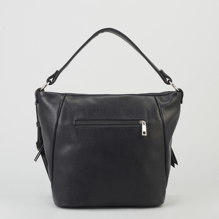 Сумка женская, отдел на молнии, наружный карман, длинный ремень, цвет чёрный