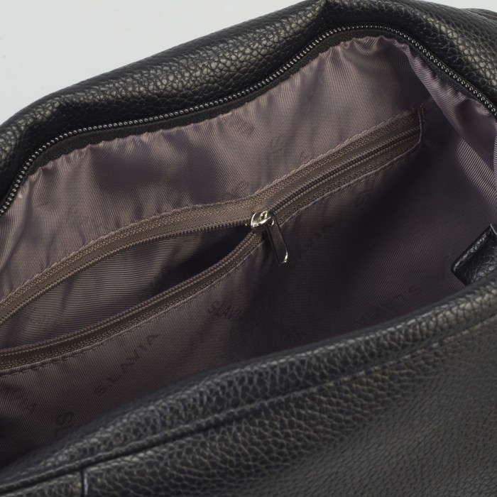 Сумка женская, отдел на молнии, наружный карман, длинный ремень, цвет чёрный