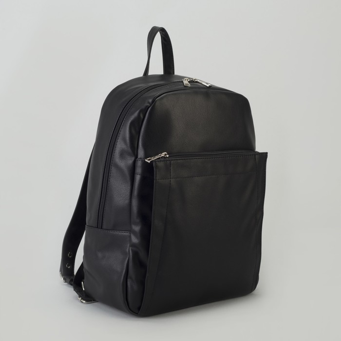 Рюкзак, отдел на молнии, 2 наружных кармана, цвет чёрный