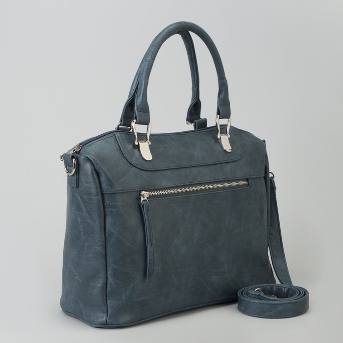 Сумка женская, отдел с перегородкой на молнии, 2 наружных кармана, длинный ремень, цвет бирюзовый