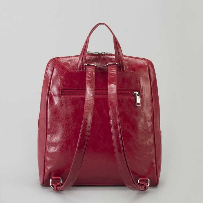 Рюкзак, отдел на молнии, 2 наружных кармана, цвет красный