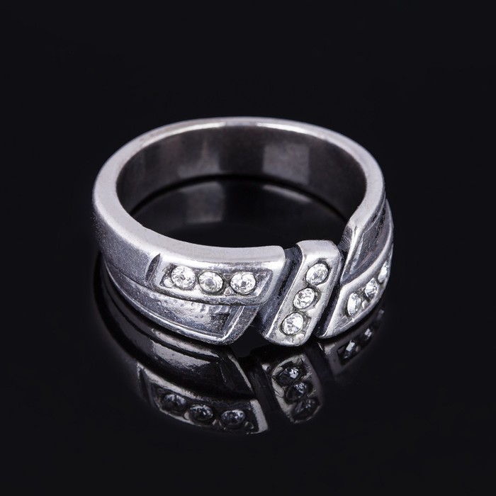 Кольцо "Чалма", размер 17, цвет белый в чернёном серебре