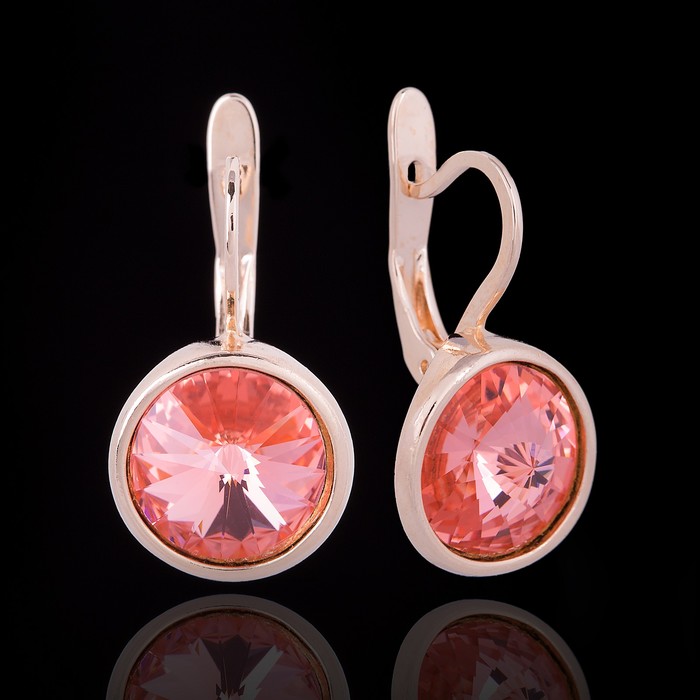 Серьги "Альхена", цвет персиковый в золоте