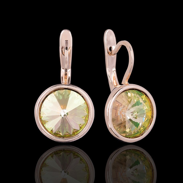 Серьги "Альхена", цвет жёлто-зелёный в золоте