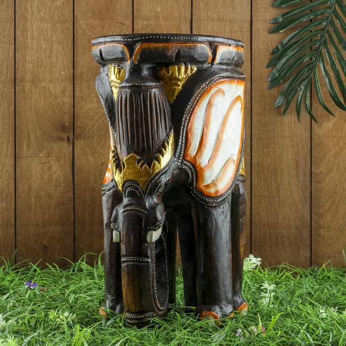 Интерьерный сувенир дерево "Слоник оранжевое ухо" 22х22х40 см