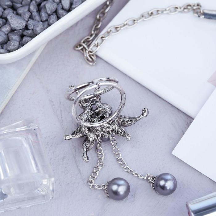 Кольцо для платка "Карамболь", цвет серый в черненом серебре