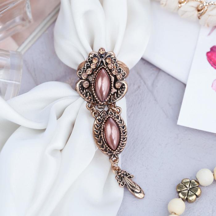 Кольцо для платка "Византия", цвет коричневый в черненом золоте