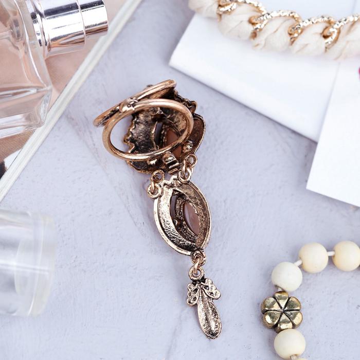 Кольцо для платка "Византия", цвет коричневый в черненом золоте