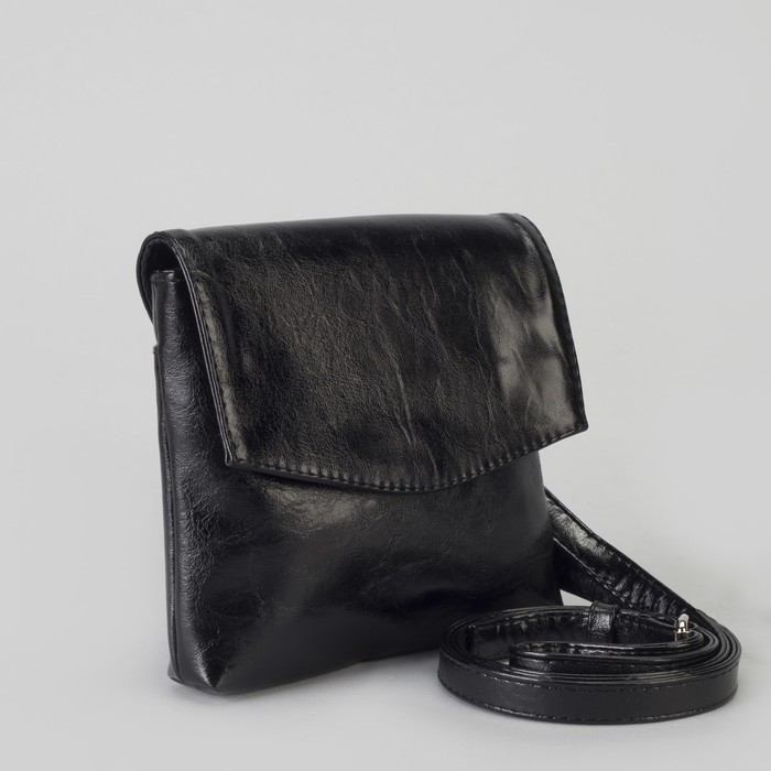 Сумка женская, отдел на магните, длинный ремень, цвет чёрный