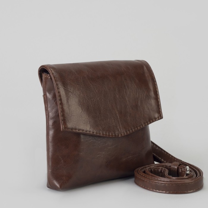 Сумка женская, отдел на магните, длинный ремень, цвет коричневый