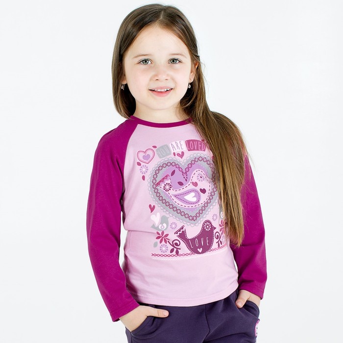 Лонгслив для девочки, 'Клюква', рост 128 см