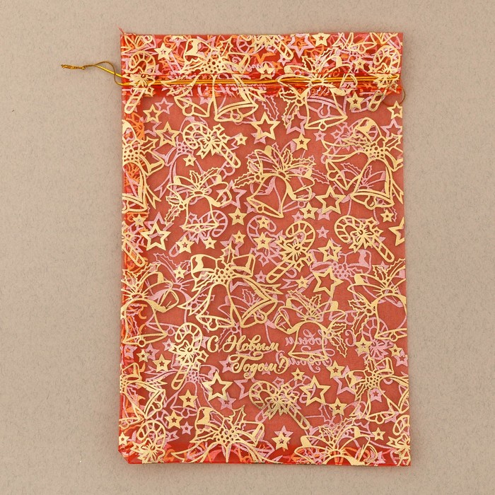 Мешочек подарочный органза «Новогодние игрушки», 20 х 30 см