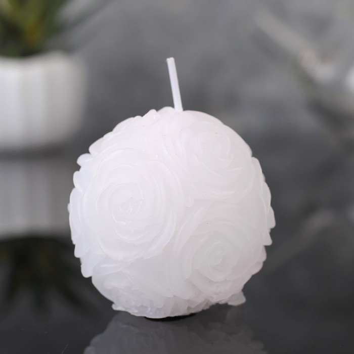 Свеча шар 5х5см "Цветочная", белая