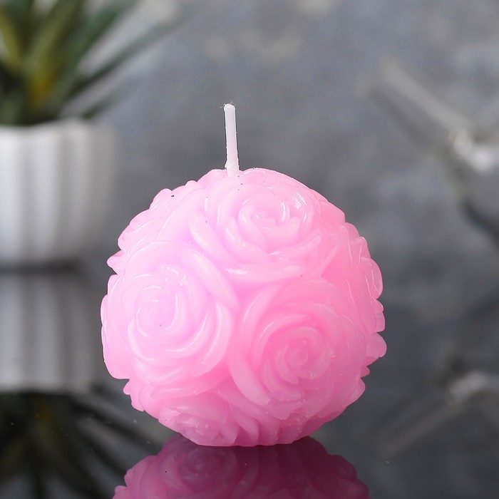Свеча шар 5х5см "Цветочная", розовая