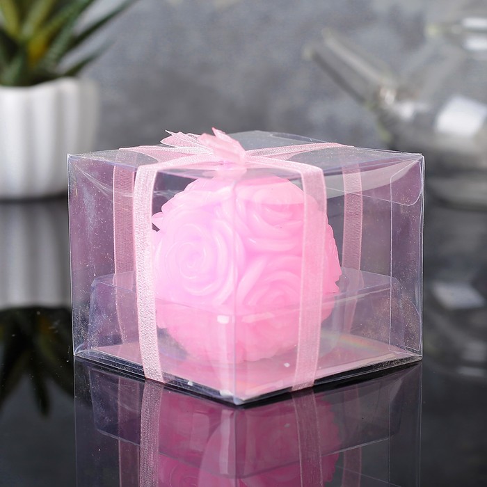 Свеча шар 5х5см "Цветочная", розовая