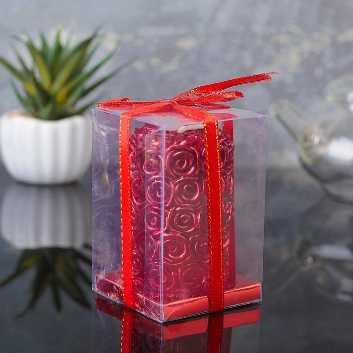 Свеча цилиндр 4,5х7см "Цветочная", рубин