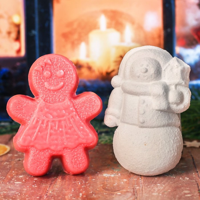 Детское мыло и бомбочка для ванн "Маленькой снежинке!" с ароматом бабл-гама и малины