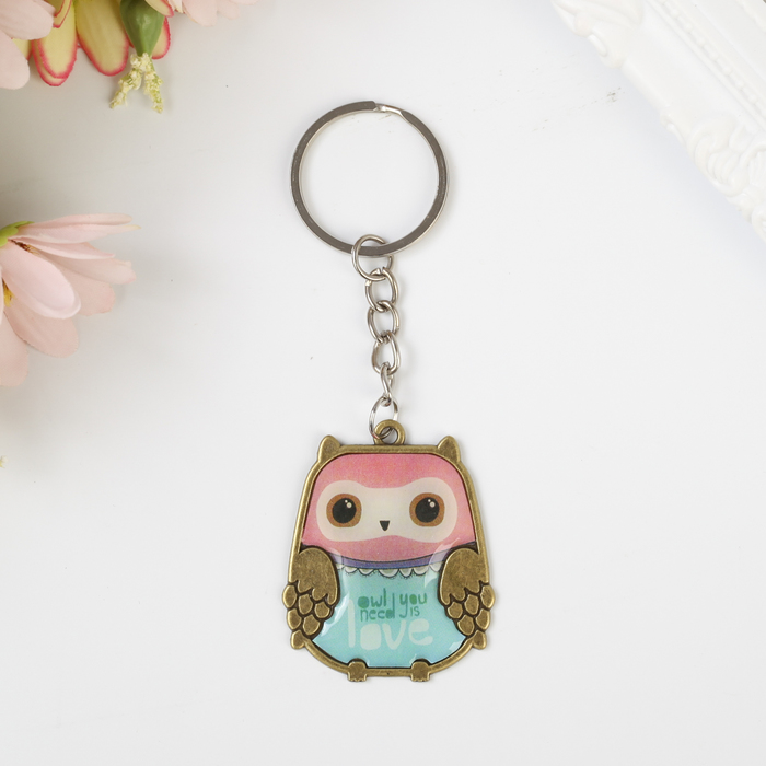 Брелок металл "Совушка" МИКС 4,2х3,6 см