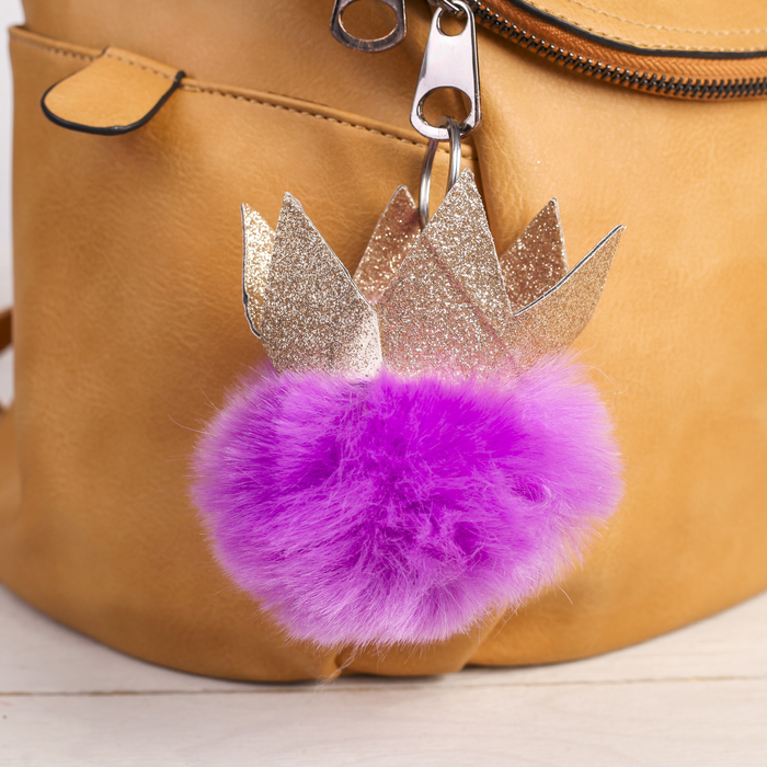 Пушистик на кольце "Шарик с короной" МИКС 12х8х8 см