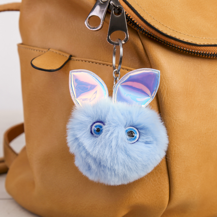 Пушистик на кольце с лакированными ушами МИКС 9,5х7х7 см