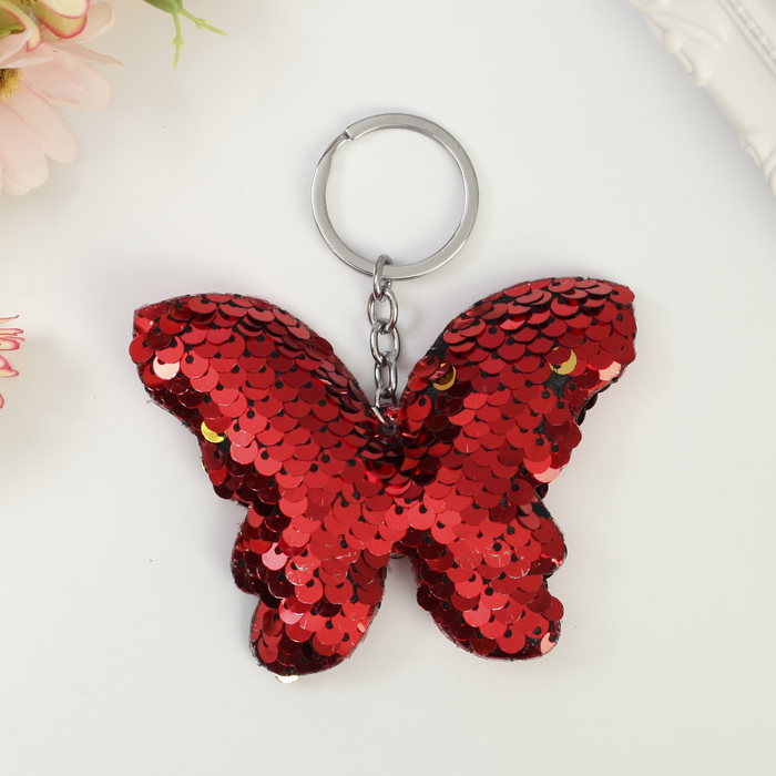 Брелок текстиль пайетки "Бабочка" МИКС 9х7 см