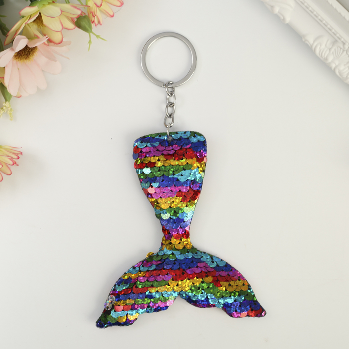 Брелок текстиль пайетки "Хвост русалки" МИКС 10х9 см