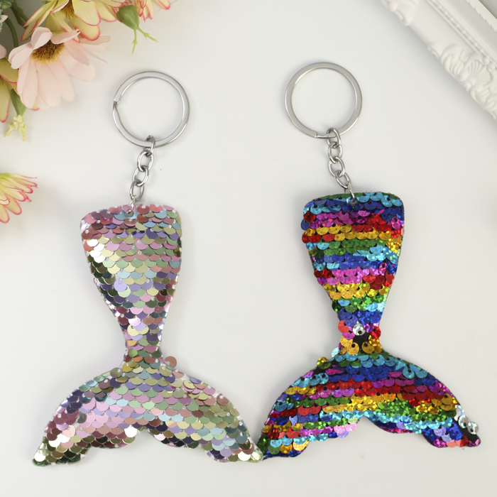 Брелок текстиль пайетки "Хвост русалки" МИКС 10х9 см
