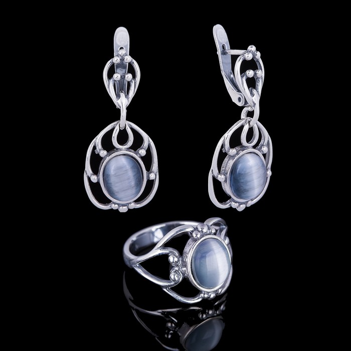 Гарнитур "Ярославль", размер 18, цвет серый в чернёном серебре