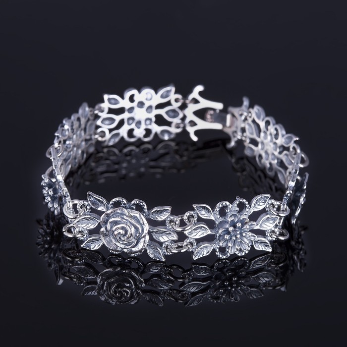 Браслет "Адажио", цвет чернёное серебро