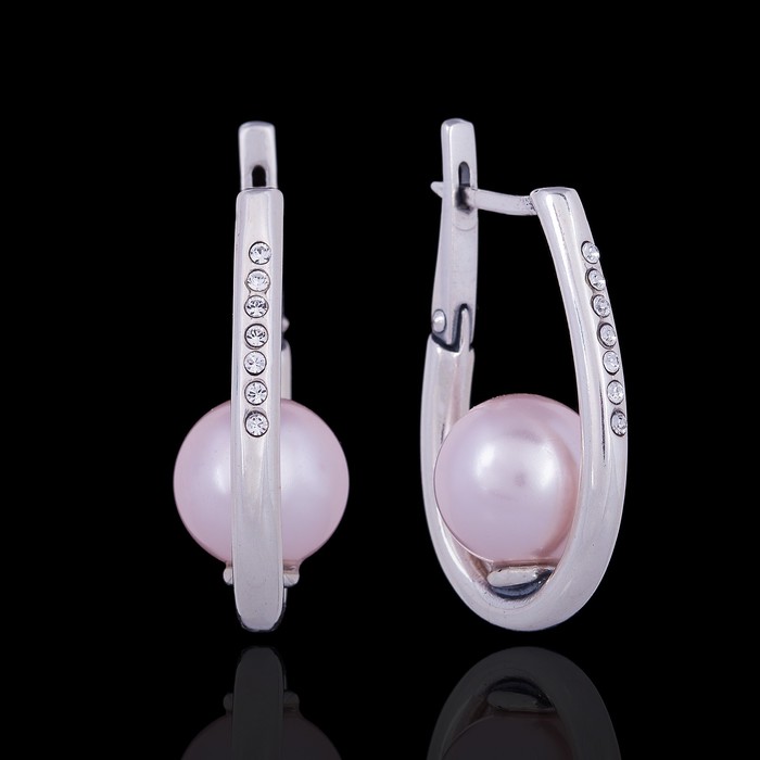 Серьги "Эол", цвет розовый в чернёном серебре