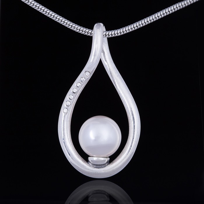 Кулон "Эол", цвет белый в чернёном серебре