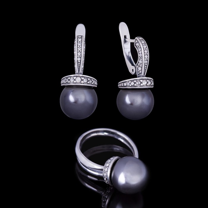 Гарнитур "Амон", размер 18, цвет чернёый в чернёном серебре