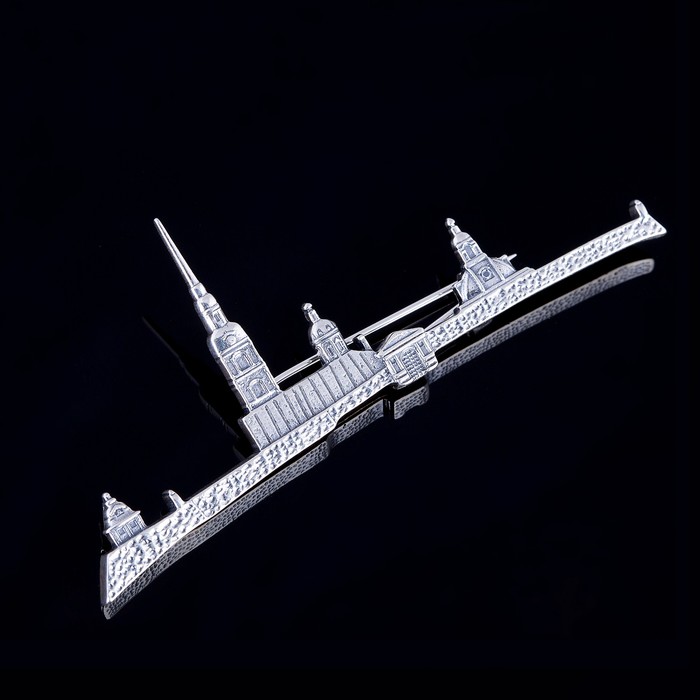 Брошь "Петропавловская крепость", цвет чернёное серебро