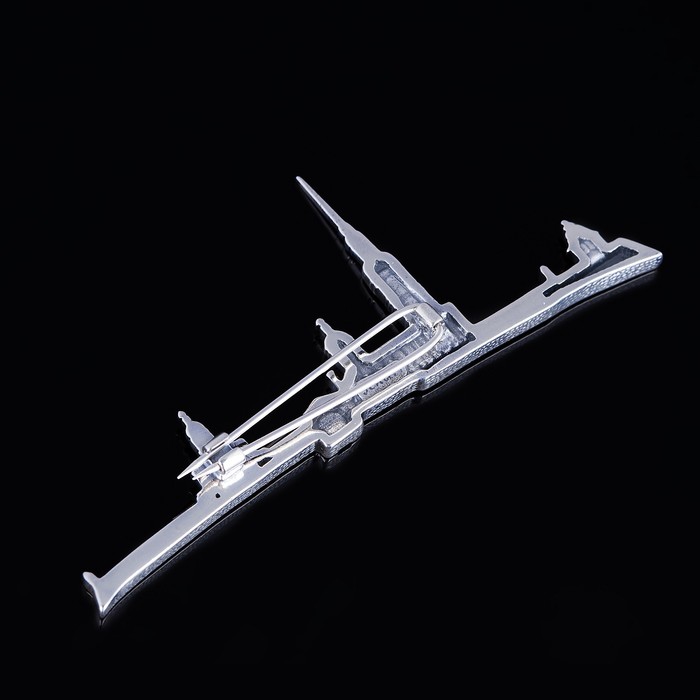 Брошь "Петропавловская крепость", цвет чернёное серебро