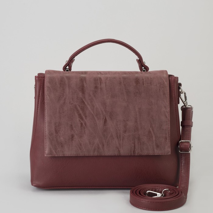 Сумка женская, отдел с перегородкой на молнии, наружный карман, длинный ремень, цвет бордовый