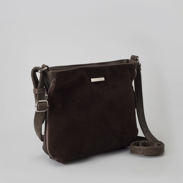 Сумка женская, отдел на молнии, наружный карман, длинный ремень, цвет коричневый