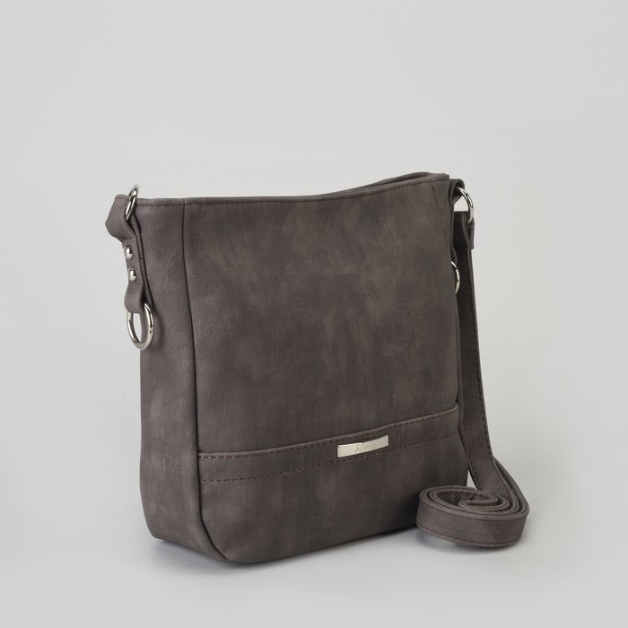 Сумка женская, отдел на молнии, наружный карман, регулируемый ремень, цвет серый