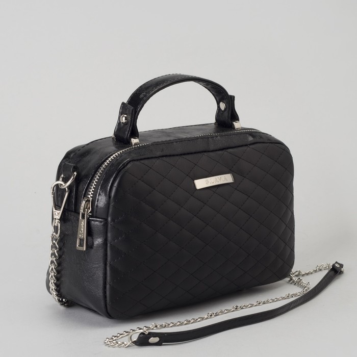 Сумка женская, отдел на молнии, наружный карман, длинный ремень, цвет чёрный