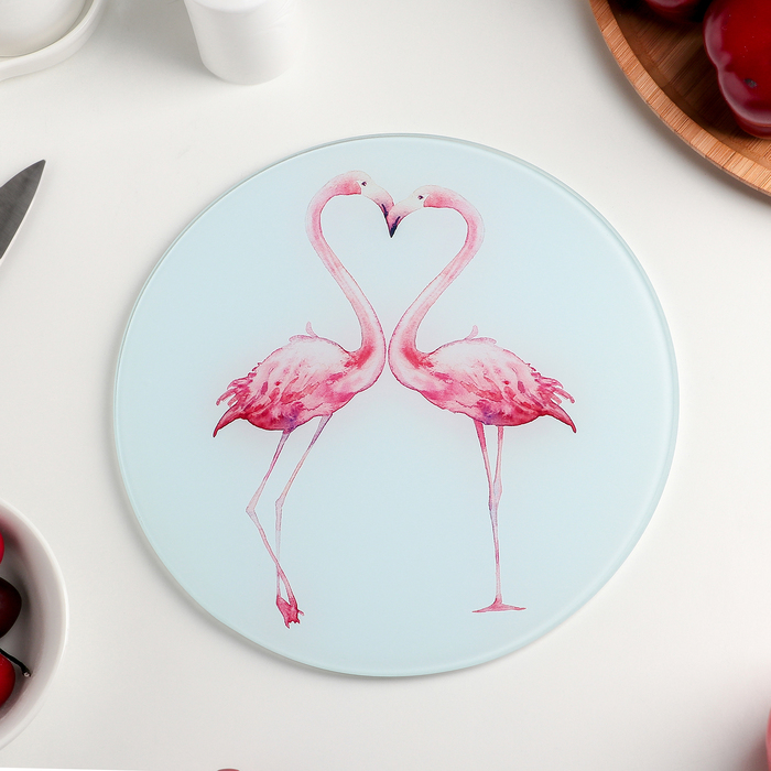 Доска разделочная Доляна «Влюблённые фламинго», d=20 см