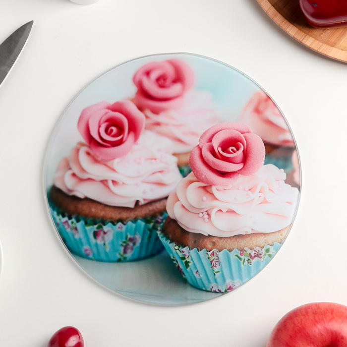 Доска разделочная d=20 см "Капкейки с любовью"