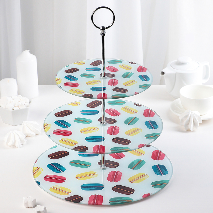 Блюдо 3 яруса "Макарун" 25/20 см