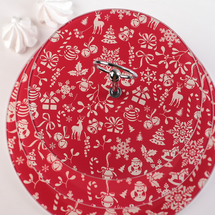 Блюдо 3 яруса "Новый год" 25/20 см