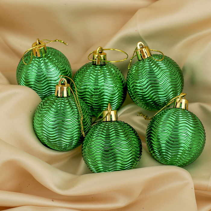 Набор шаров пластик 6 шт d-5 см "Волна" зеленый