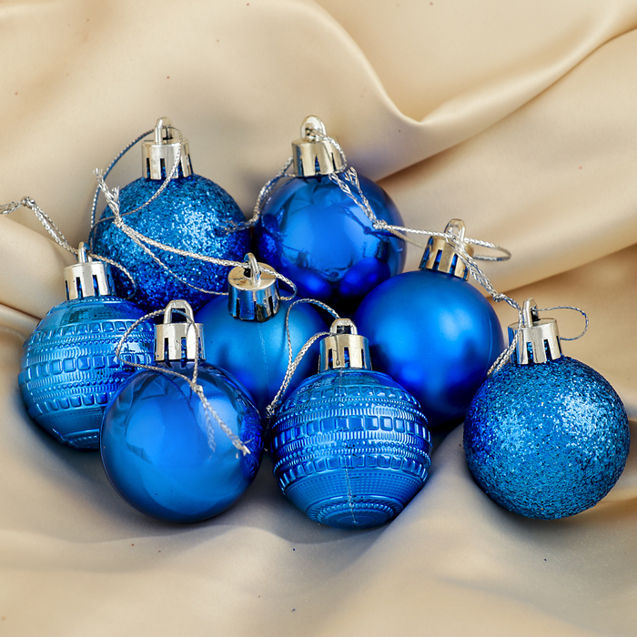 Набор шаров пластик 24 шт d-4 см "Бусинка" синий