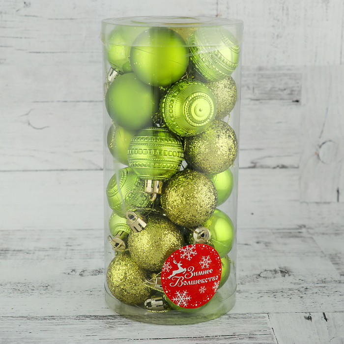 Набор шаров пластик 24 шт d-4 см "Бусинка" зеленый
