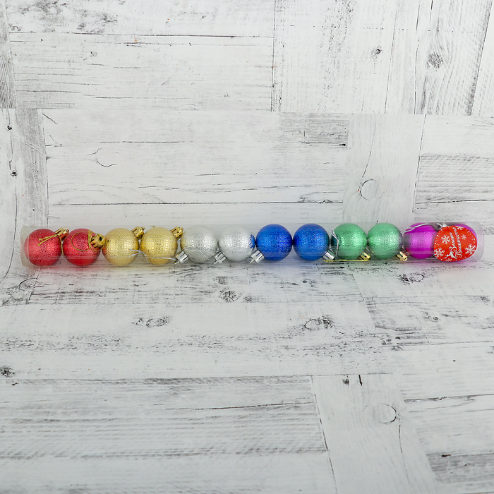 Набор шаров пластик 12 шт d-4 см "Крапинка" микс