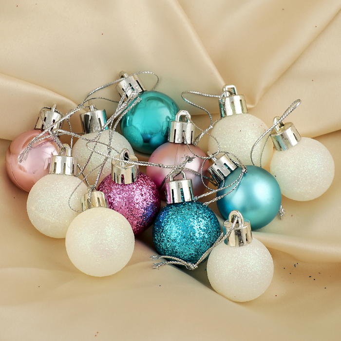 Набор шаров пластик 12 шт d-3 см "Блеск" микс