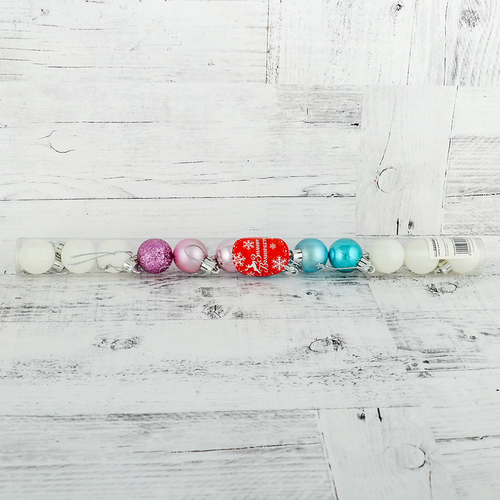 Набор шаров пластик 12 шт d-3 см "Блеск" микс