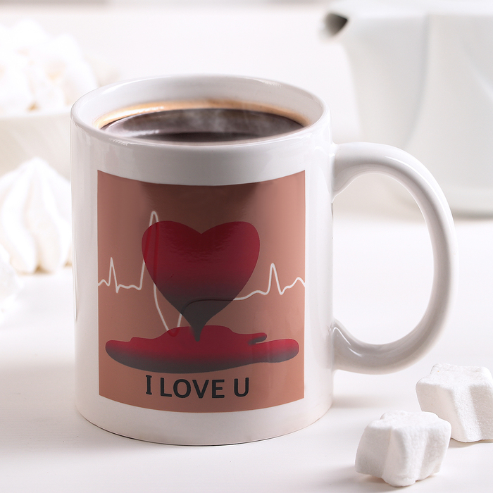 Кружка-хамелеон "Кардиограмма" 280 мл белая